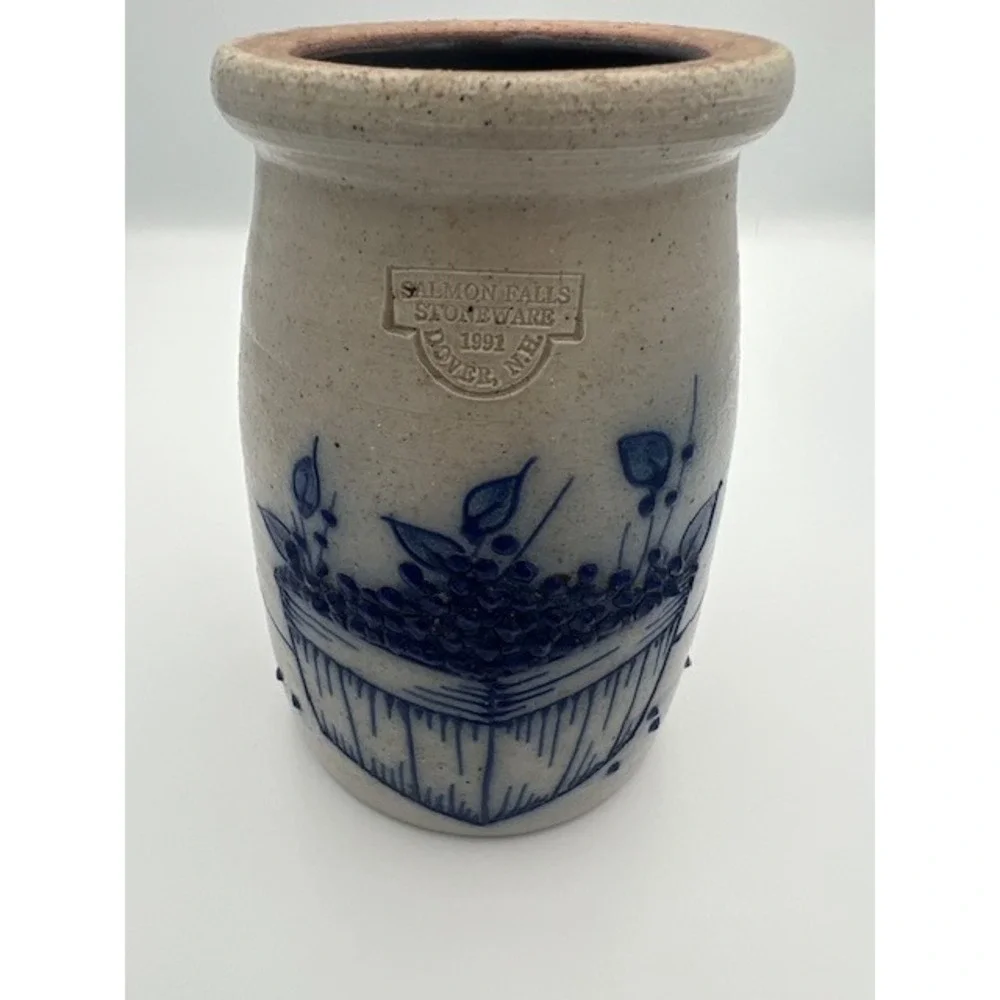 Salmon Falls Stoneware 1991 Blueberry Basket Salt Glazed Pottery Crock Dover NH
